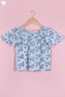 Cambric Cotton Shirred Top In Floral Block Print